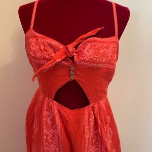 Free People, Coral pantsuit with print